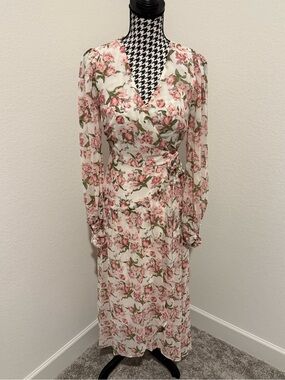 inmod Pink Floral Wrap Dress